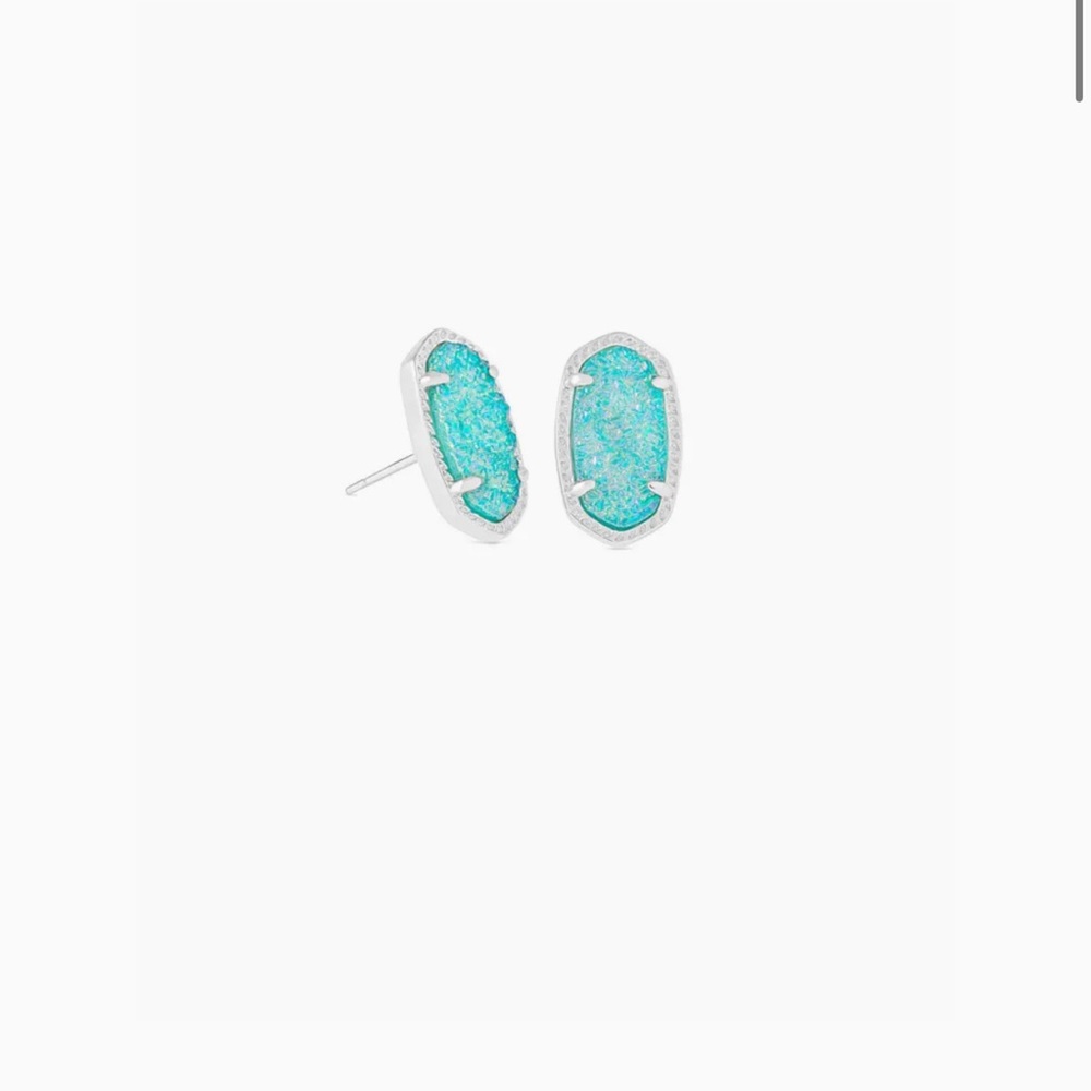 Kendra Scott Ellie Silver Stud Earrings in Teal Drusy